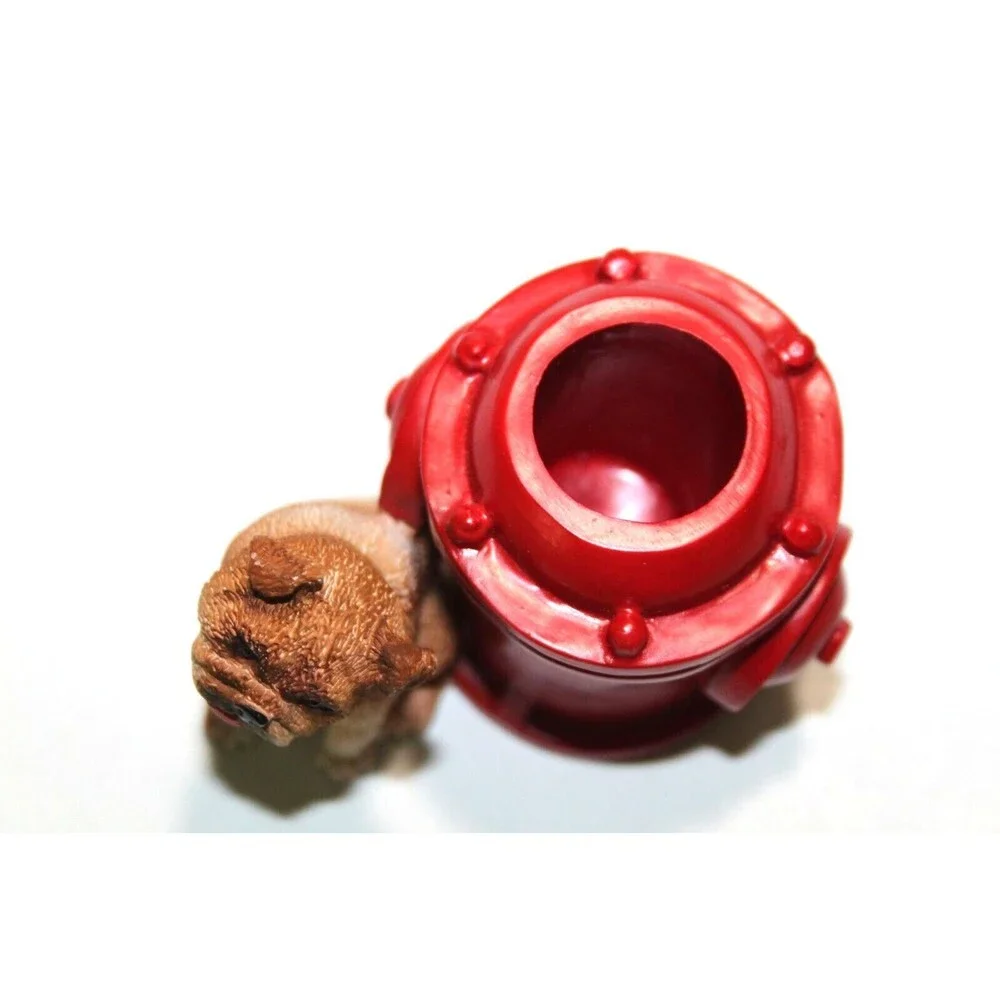 Boxer Puppy Dog Red Fire Hydrant Pencil Holder Office Desk Accessory 3.5